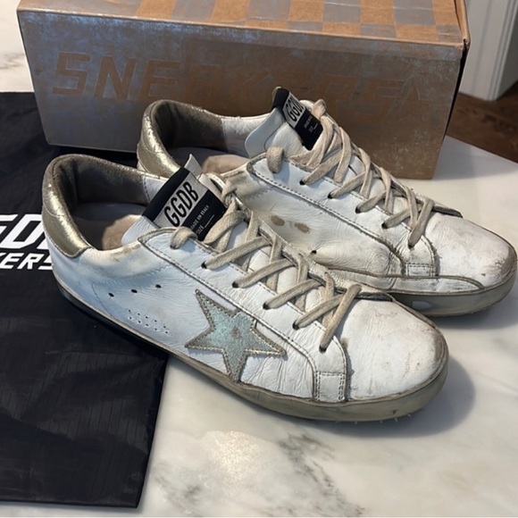 Golden Goose superstar white gold star sparkle sneakers - Picture 4 of 11